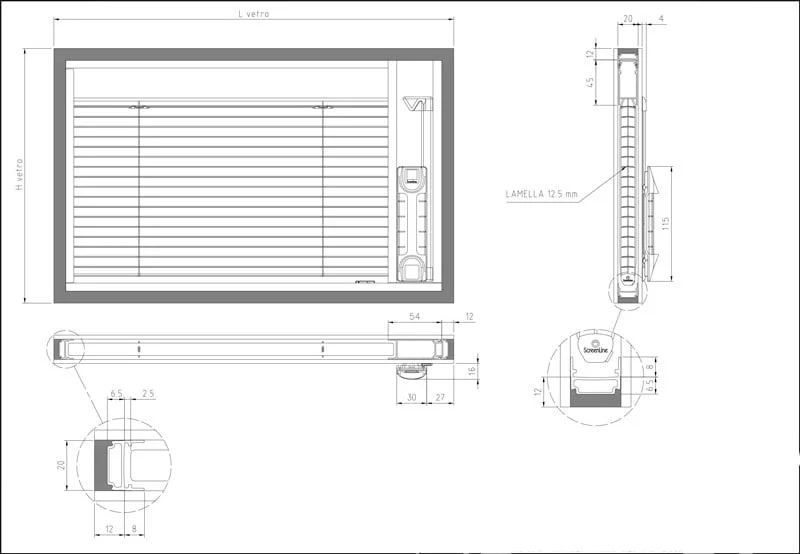 Sl20-22mb tenda interno vetro screenline